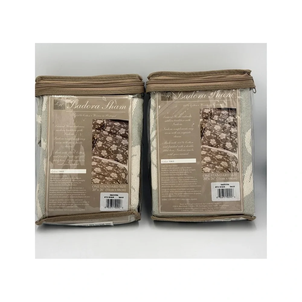 Lamont Home Isadora Pillow Shams Set‎ of 2 Standard Sage Floral NEW